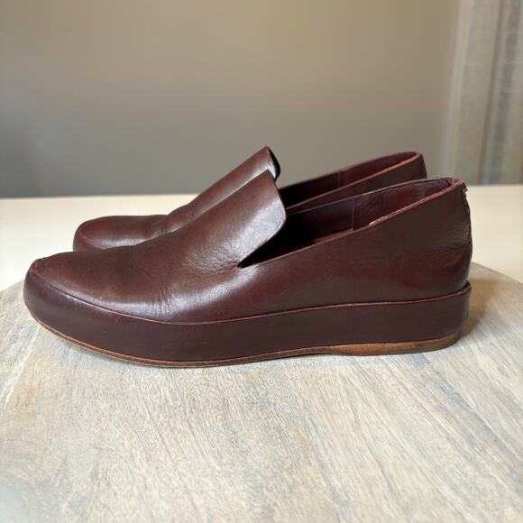 Feit Handmade Maroon Red Leather Slip-On Loafers Minimalist Women's Size 9 US - Picture 2 of 9
